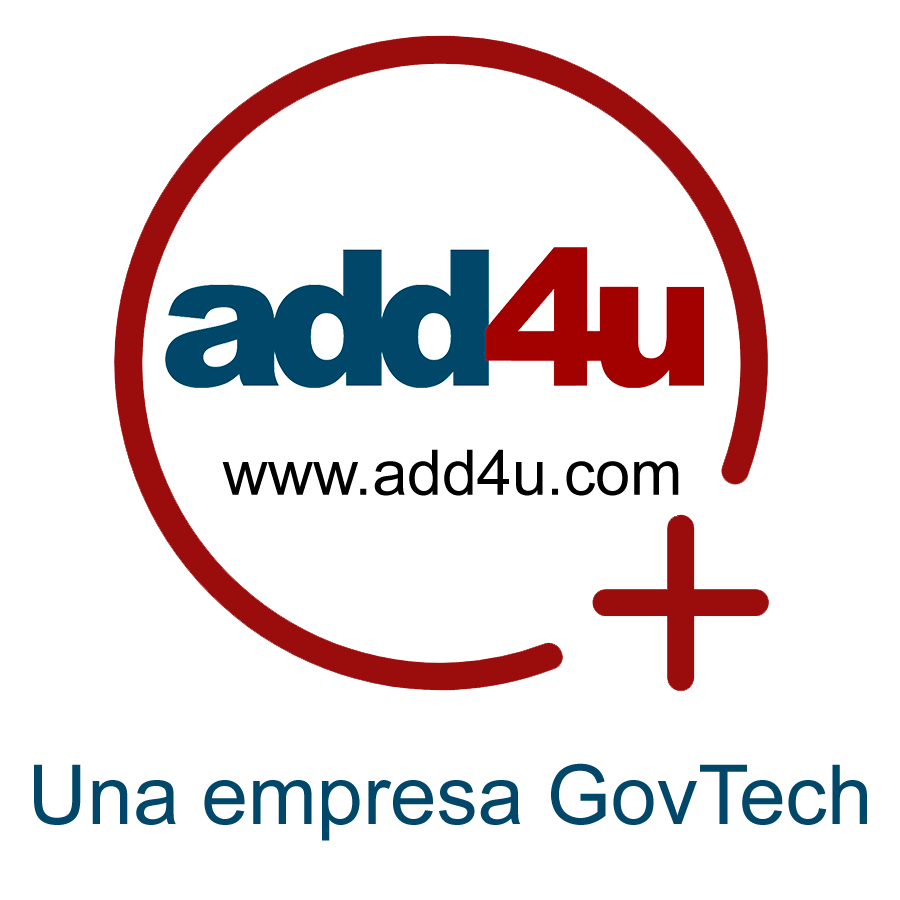 Logotipo anterior de Add4u, con la leyenda «Una empresa GovTech»