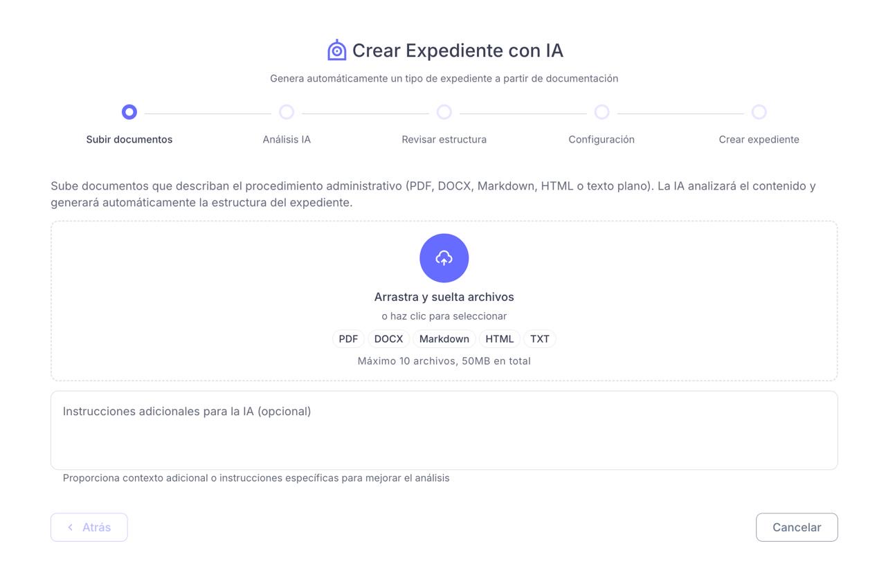 Asistente de GestDocAI que genera la estructura de un expediente a partir de la documentación del procedimiento